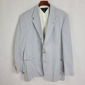 Vintage Tommy Hilfiger Mens Jacket Size 44L Blue Chambray Cotton Sport Coat